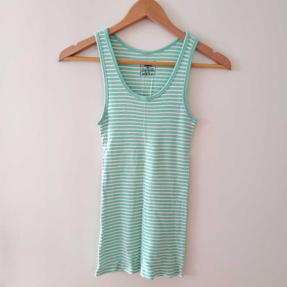 Matrix striped light turquoise teal athletic sports lounge cotton tank top small